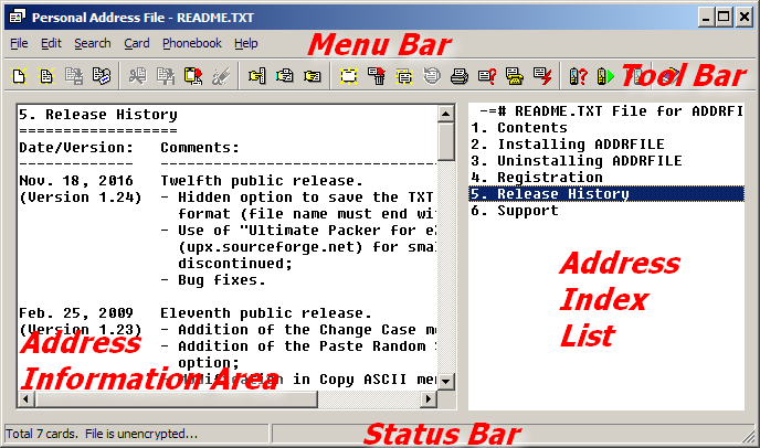 ADDRFILE Program Window